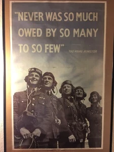 NEVER WAS SO MUCH OWED BY SO MANY TO SO FEW - Reproduction WWI poster From UK - Picture 1 of 9