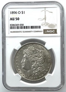 1896 O $1 Morgan Silver Dollar  NGC AU 50 - Picture 1 of 6