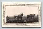 Rppc Farmer With Several Three Horse Drawn Plows Farming Unidentified Postcard