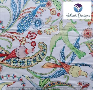 5 Yard White Hand Block Floral Print Cotton Fabric Dressmaking Sewing - Picture 1 of 6