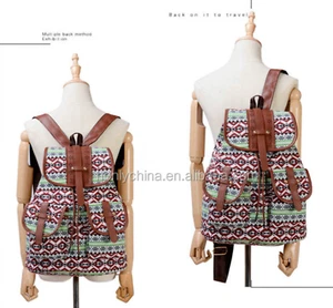 Zaino donna unisex tela tribale VERDE BIANCO collage scuola tracolla - NUOVO - Foto 1 di 6