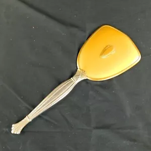 Specchio vintage Vantity argento toni oro medaglione fissato al retro - Foto 1 di 7