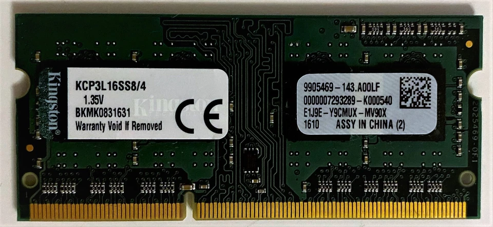 Kingston 4GB DDR3L 1600MHz Laptop RAM PC3L-12800S SODIMM Memory Low Voltage - Image 1 of 1