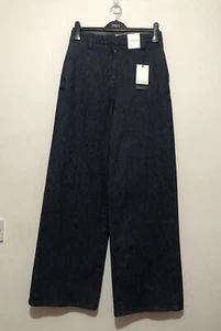 M&S Autogramm gerades Bein Luxus Denim Jeans Premium italienischer Stoff UK 10 lang - Bild 1 von 13