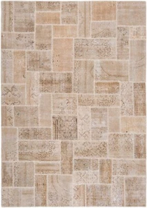 Patchwork Handgeknüpfter Perserteppich 244x170 cm-Orient,Carpet,Rug,Vintage,Beig - Picture 1 of 7