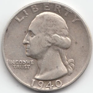 1940 D Washington Quarter, XF - Picture 1 of 3