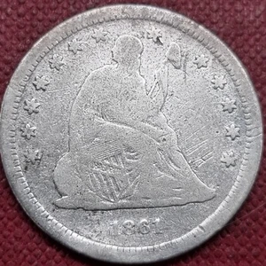 1861 Seated Liberty Quarter 25c Circulated #74623 - Picture 1 of 2