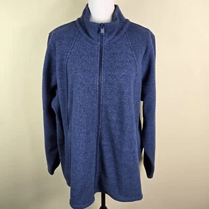 Athleta Womens Sweatshirt 3X Plus Size Blue Stroll Fleece Full Zip Up - Picture 1 of 15
