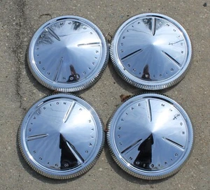 Real Nice 1960 Pontiac Catalina Bonneville Poverty Dog Dish Hubcaps OEM GM - Picture 1 of 19