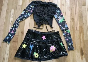 Dolls Kill X Hanna Barbera Jetsons Space Cadet Mesh Top & Plastic Skirt Set Sz M - Picture 1 of 13