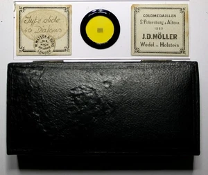 Antique Microscope Slide ~  Möller 40 Form with Printed Name Grid with Case - Picture 1 of 2