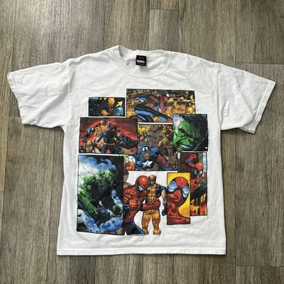 Camiseta Marvel Mad Engine Adulto Grande Blanca Cómic Spiderman Hulk Wolverine Foto 1 de 4
