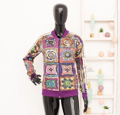 Adidas Farm Rio Crochita Chaqueta Cremallera Floral Forrada Pista Bombardero Mujer 34 UK8 Foto 1 de 4