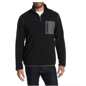 Vintage 1946 Men's Quarter Zip Fleece Long Sleeve Pullover Sweater in Black SM - Picture 1 of 7