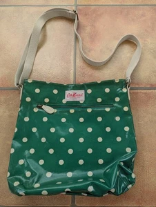 Cath Kidston green polka dot crossbody bag satchel cotton zipped canvas - Picture 1 of 4