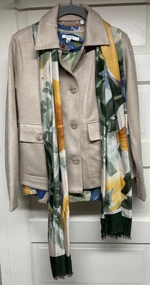 Conjunto de 3 blazer floral de manga larga beige Chicos para mujer talla 0 pequeño Foto 1 de 4