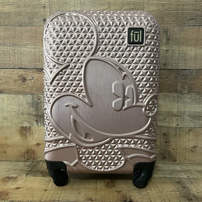 Disney Mickey Mouse Rose Gold Carry-On Spinner FUL Suitcase Hard Luggage 21" - Image 1 of 4