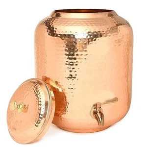 100% Copper Water Pot Hammered Copper Water Pot 16 Ltr. Water Dispenser For Sale - Picture 1 of 4