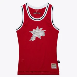 Neu mit Etikett Mitchell Ness Philadelphia 76ers Damen-Swingman-Jersey Glitzer rot Small - Bild 1 von 5