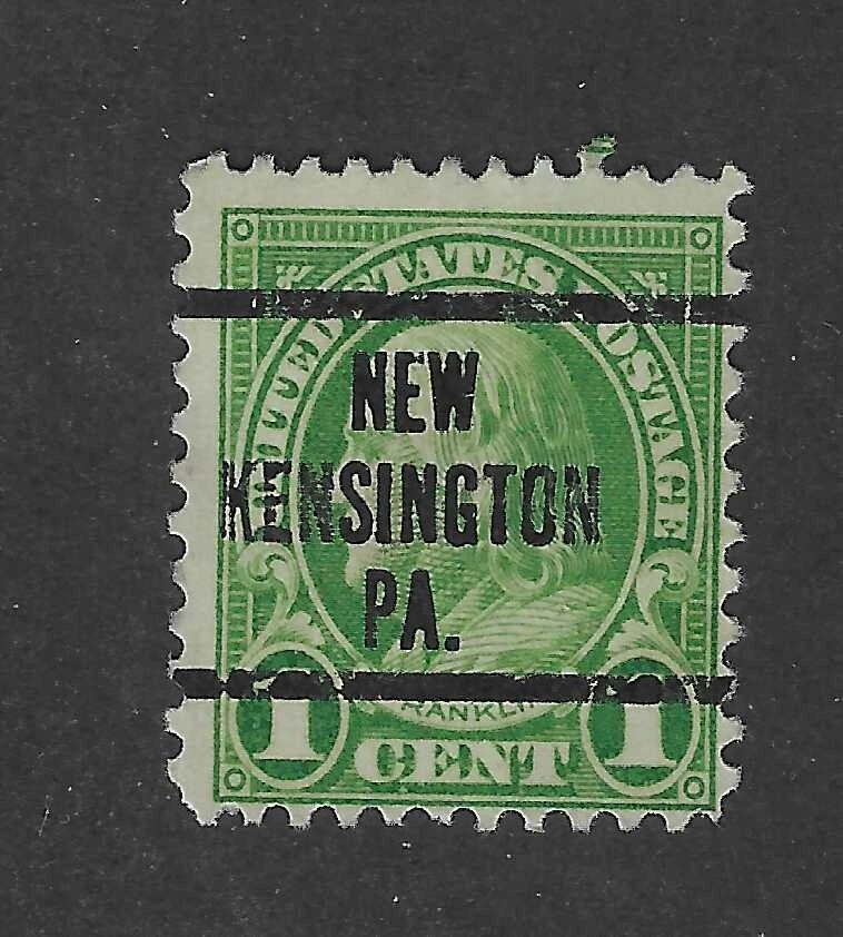 Scott # 632, 1 cent green, Franklin pre cancel, NEW KENSINGTON PA. 1926-34 - Image 1 of 1