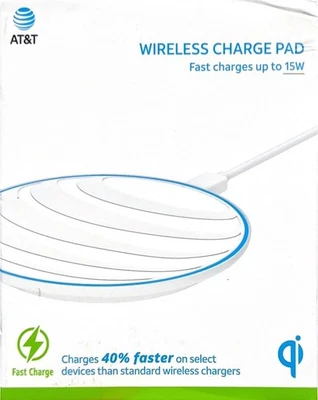 Almohadilla de carga inalámbrica de carga rápida AT&T 15W - blanca Foto 1 de 3