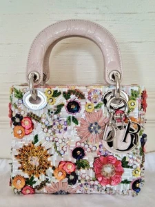 RARE Christian Dior Mini Lady Dior Floral Flower Embroidered Handbag Bag Purse - Picture 1 of 21