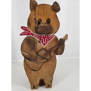 Vintage Holz Schwein Papier Handtuch Halter - Handarbeit Landhaus Küche Deko - Bild 1 von 8