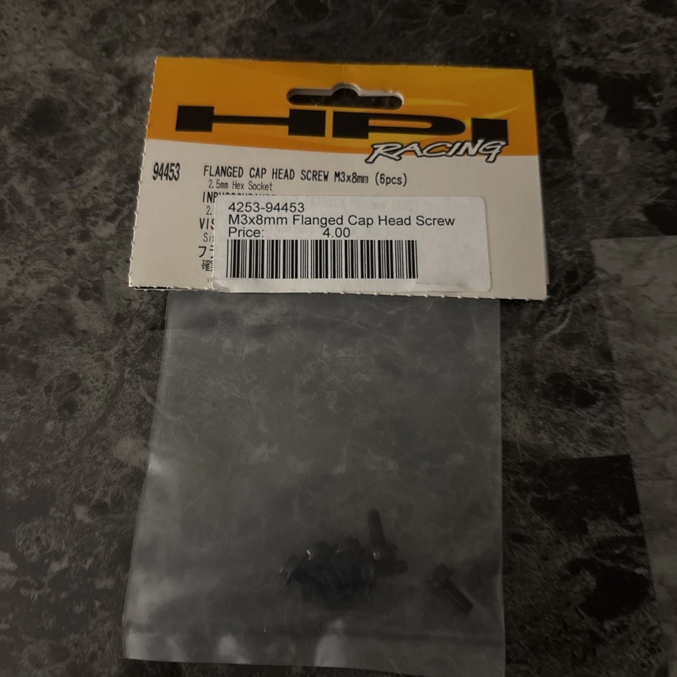 (B9) (HPI 94453) Flanged Cap Screw M3x8mm 6pcs / Black - Image 1 of 1