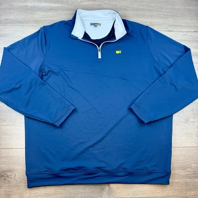 Peter Millar Wicking MASTERS Performance Golf 1/4 Zip Pullover Men XXL Navy Blue - Image 1 of 4