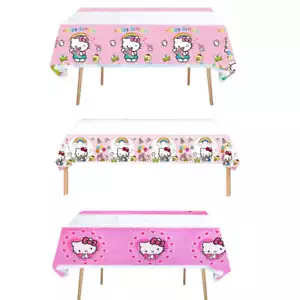Hello Kitty Tablecloth Happy Birthday Decorations Cartoon Kawaii Table Cloth Kur - Picture 1 of 7