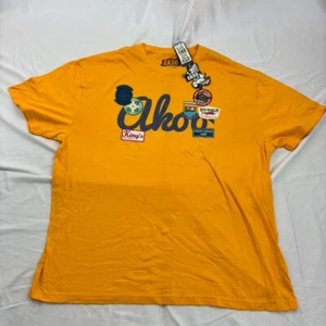 NWT Men's Size 3XL AKOO Graphic Print T Shirt Yellow Short Sleeve - Picture 1 of 9