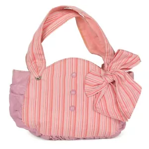 Felix Rey Ruffled Bow Handbag Striped Pink & Lavender Kawaii Bag Purse - 908 - Picture 1 of 7