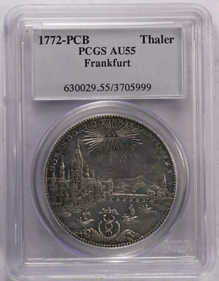 1772 PCB German States Frankfurt Taler Thaler PCGS AU55 KM# 251 Dav. #2226 - Image 1 of 2