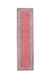 Rug Handmade Runner Traditional Vintage Red Geometric Wool Runner 100cm x 383cm - Picture 1 of 10