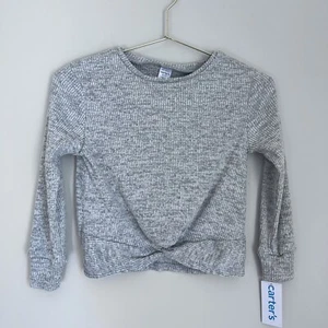 Carter’s NWT New Kids Girls Softspun Twist Front Ribbed Sweater Gray Size 6 - Picture 1 of 9