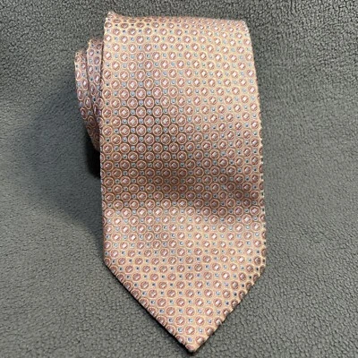 Corbata Larga Preswick & Moore Naranja Gris Blanco Corbata Geométrica Seda Foto 1 de 4