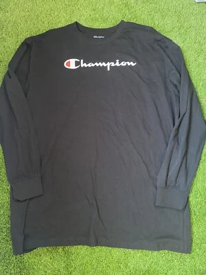 CHAMPION MENS LOGO BIG AND TALL LONG SLEEVE T SHIRT SIZE 3XLT NWOT BLACK - Image 1 of 2