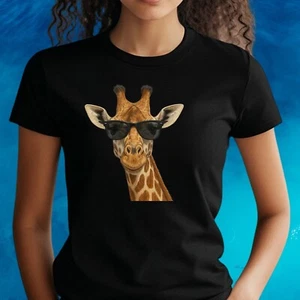Frauen T-Shirt Giraffe mit Sonnenbrille Motiv Baumwolle Größe S bis 3XL - Bild 1 von 1