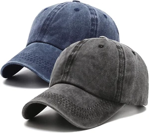 2 Packs Vintage Washed Distressed Baseball Cap Golf Dad Hat for Men Women - Picture 1 of 7