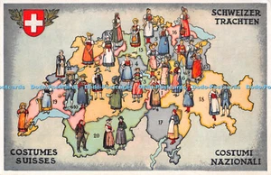 R294260 Costumes Suisses Map Nazionali Schweizer Trachten Jaeger - Picture 1 of 4