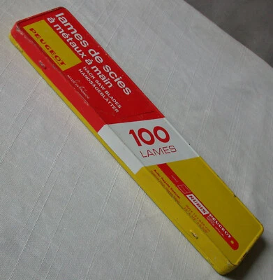 PEUGEOT OUTILS boîte VIDE métallique TOLE LAMES de SCIES à métaux à main ACIER - Photo 1/3