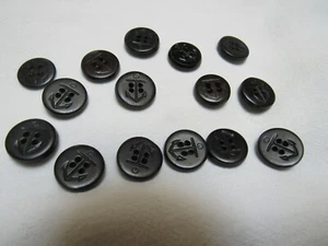 15 Buttons Antique Set 12 Signed AHR Co + 3 U S Navy Anchor Hard Rubber 5/8” - Picture 1 of 8