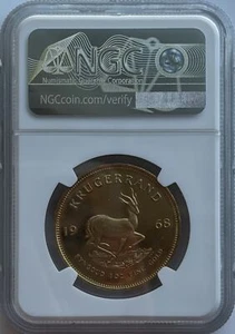 1968 South Africa 1 oz Gold Krugerrand NGC PF66 - Frosted Reverse - Picture 1 of 2