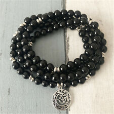 8mm black agate gemstone 108 beads Mala bracelet Healing Elegant Lucky