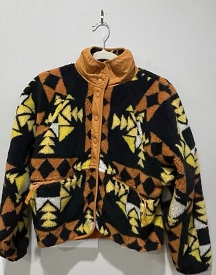Jaqueta Feminina Free People Laranja Geométrica Rocky Ridge Lã Boho City Tamanho XS Nova - Imagem 1 de 4