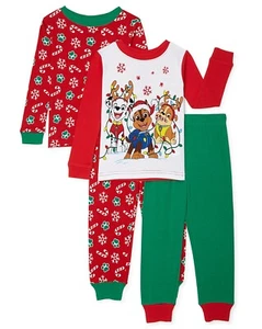 Paw Patrol Christmas Pajamas Size 2T 3T Boy Girl 2 3 Toddler 4 piece set Holiday - Picture 1 of 3
