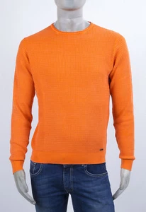 MAGLIA MARKUP IN FILO 100% COTONE A RILIEVO ARANCIO GIRO CON EFFETTO DELAVEE - Foto 1 di 5