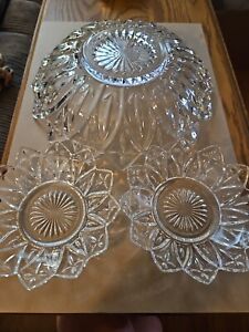 VTG Federal Glass Carnival Glass Bowl (10") PLUS  2  (5.5") Bowls