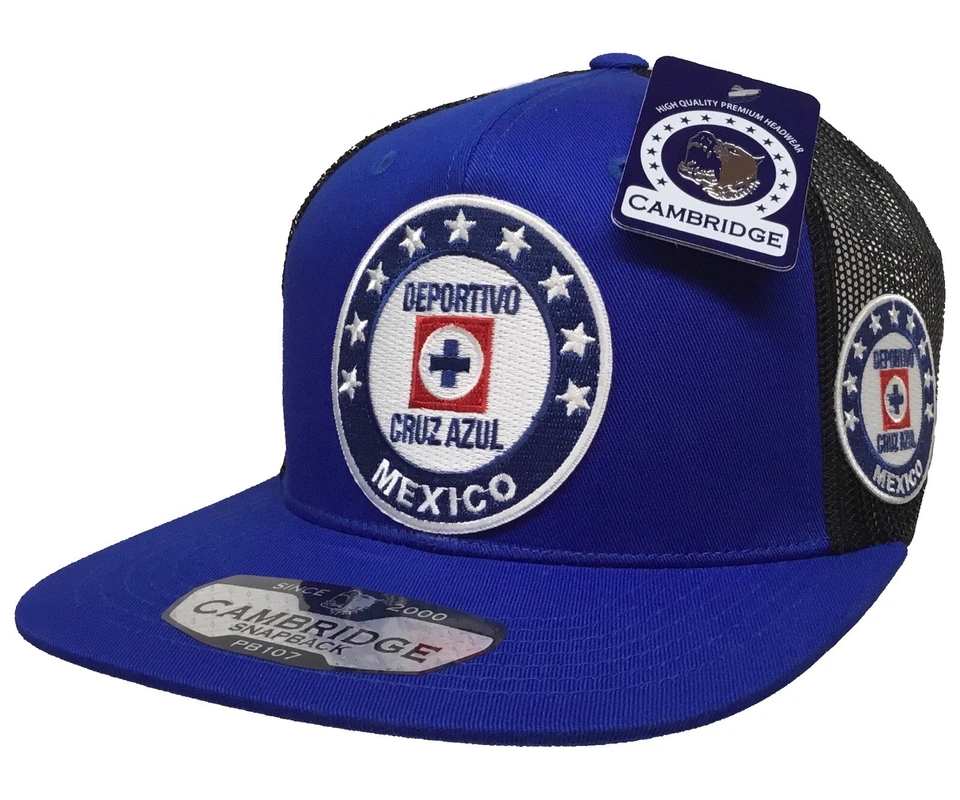 Deportivo Cruz Azul 2 Logos Hat Royal Black Mesh Mexico Fede El Chapo Guzman - Image 1 of 4