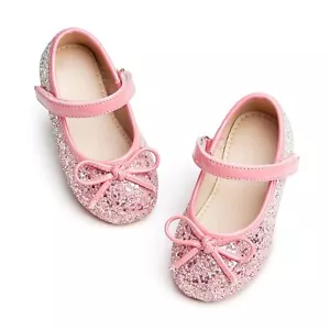Toddler Girls Dress Shoes Mary Janes Ballerina Flats for Girls Pink Shoes Tod... - Picture 1 of 6